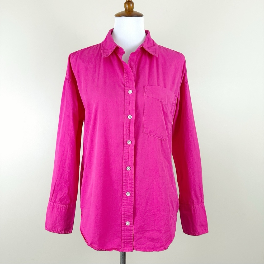 Altar'd State Button Down Top Small Lightweight Hot Pink Long Dolman Sleeve